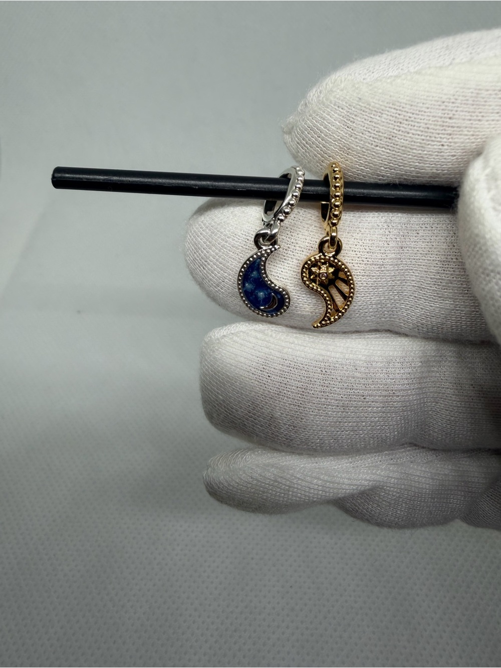 Pandora Two-Tone Splitable Sun & Moon Dangle Charm | Gold-Plated - 762678C01